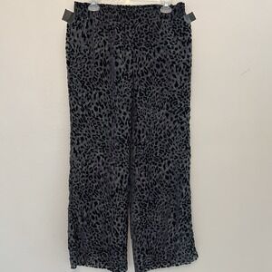 Chicos Womens Cheetah Print Velvet‎ Burnout Wide Leg Pants Size 1 M
